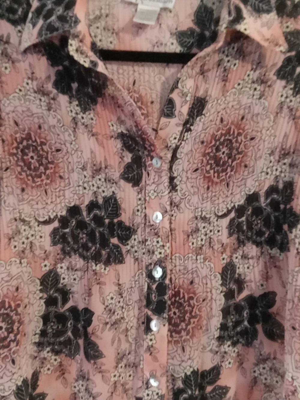 Dress Barn Pink Floral Button-Front Shirt - Picture 2 of 4